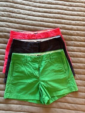 J. Crew Women’s Shorts Set — Bright Green, Black, Coral Pink